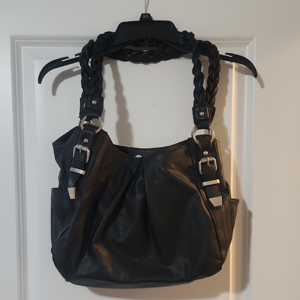Black Braided Handle Women's Bag